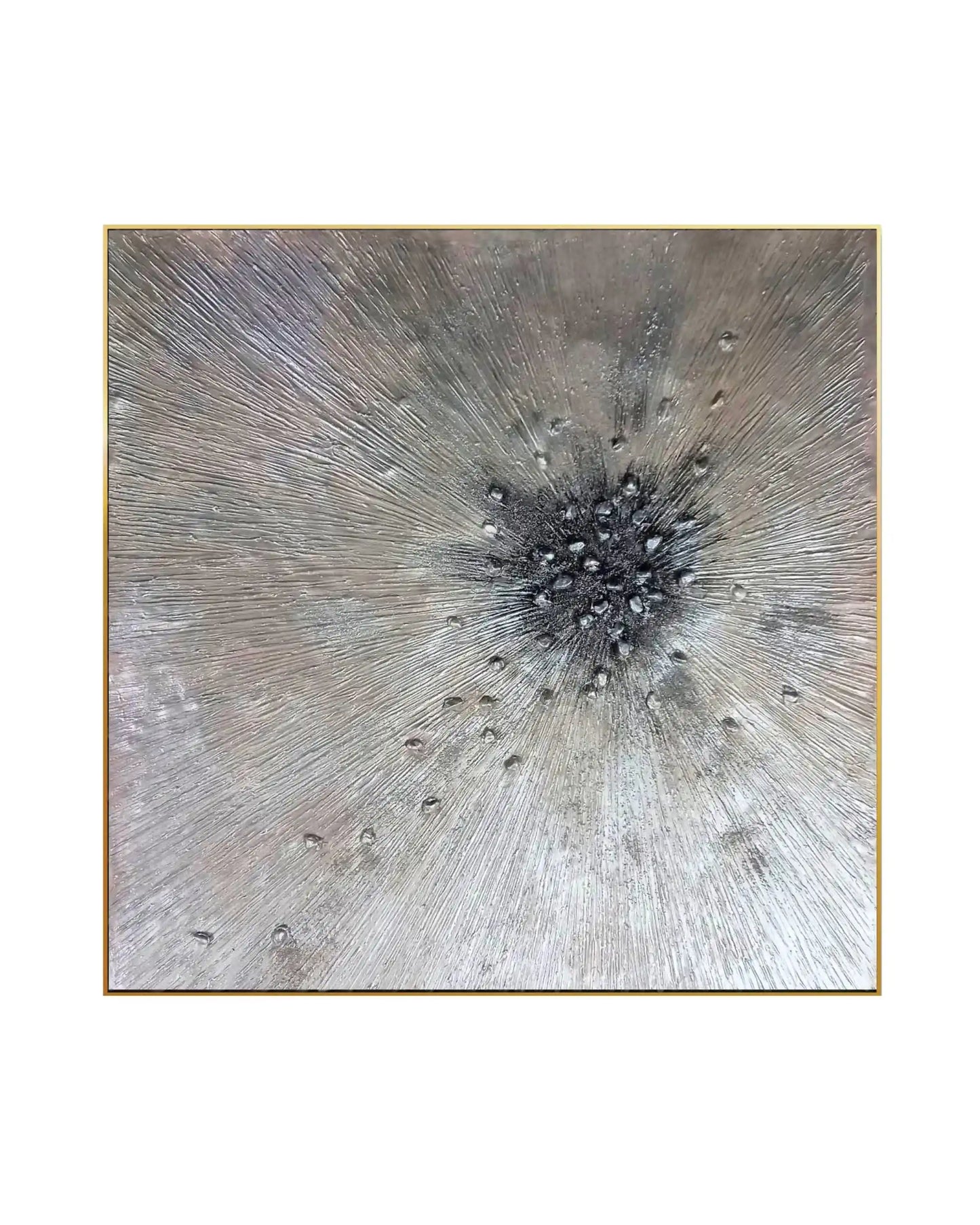 Champagne Gold Sunburst Abstract Hand-Painted Canvas Art | HP006