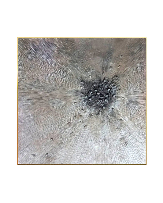Champagne Gold Sunburst Abstract Hand-Painted Canvas Art | HP006