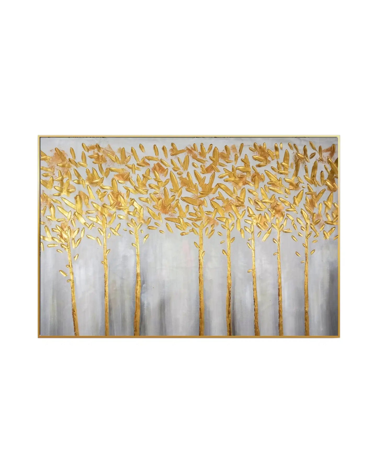 Metallic Gold Forest Canopy Abstract Hand-Painted Canvas Art | HP025