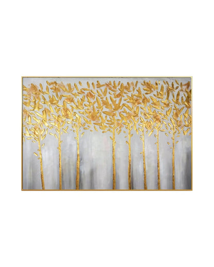 Metallic Gold Forest Canopy Abstract Hand-Painted Canvas Art | HP025