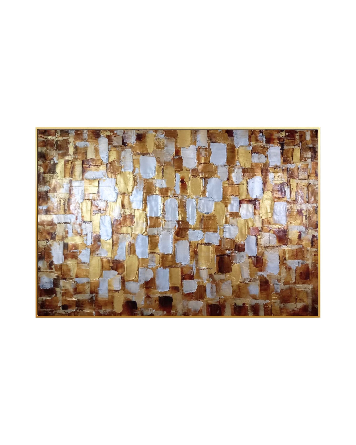 Bronze and Gold Mosaic Abstract Hand-Painted Canvas Art | HP035
