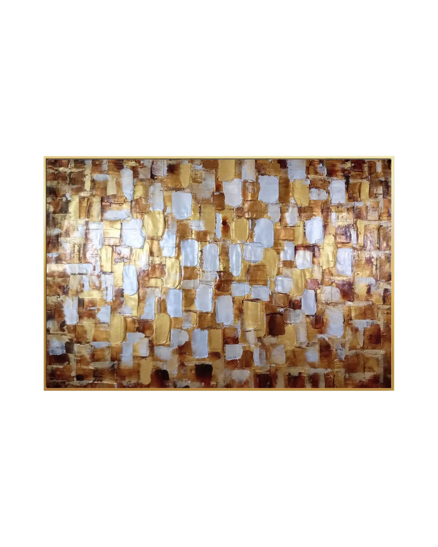Bronze and Gold Mosaic Abstract Hand-Painted Canvas Art | HP035