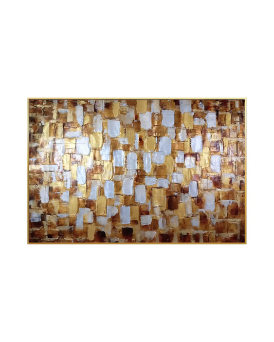 Bronze and Gold Mosaic Abstract Hand-Painted Canvas Art | HP035