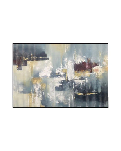 Charcoal Grey and Maroon Abstract Landscape Hand-Painted Canvas Art | HP031