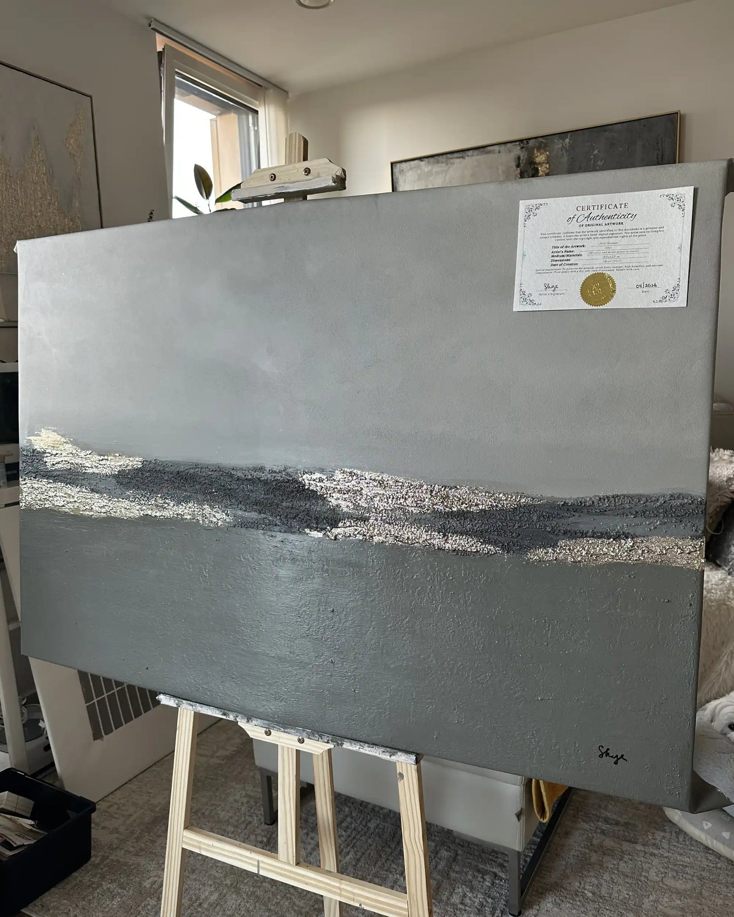 "Still Grounds" Original Hand-Painted Gold Foil Canvas Wall Art by Skye