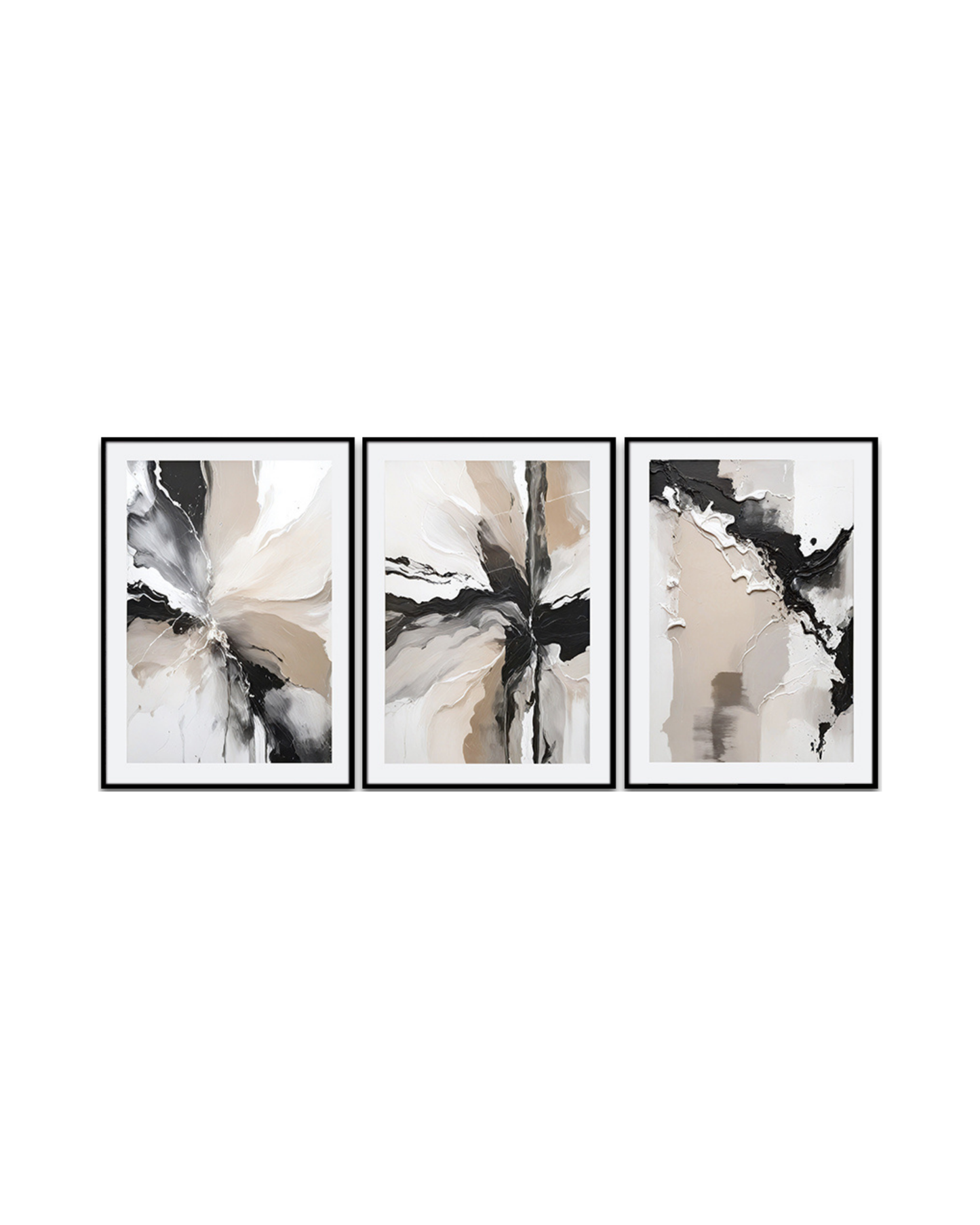 Beige Black and White Abstract Canvas Print Wall Art | CP190