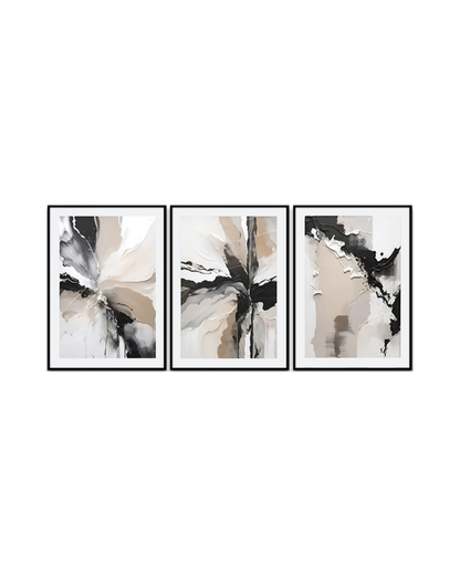 Beige Black and White Abstract Canvas Print Wall Art | CP190