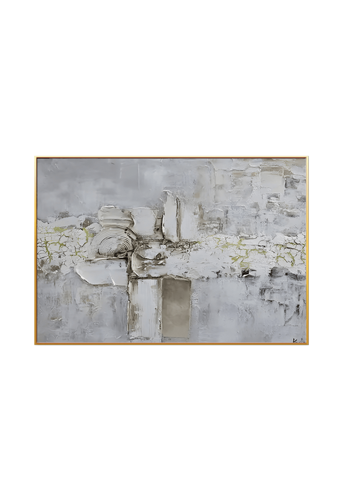 An 80x120 cm beige and white abstract canvas print wall art panel depicting minimalist thick textured horizontal elements and neutral sand beige geometric planes for modern living room decor.