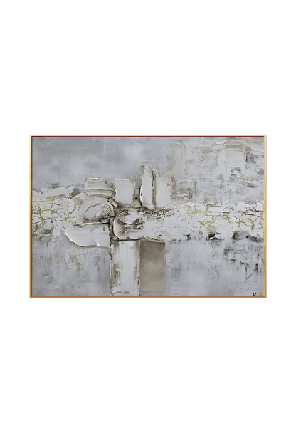 An 80x120 cm beige and white abstract canvas print wall art panel depicting minimalist thick textured horizontal elements and neutral sand beige geometric planes for modern living room decor.