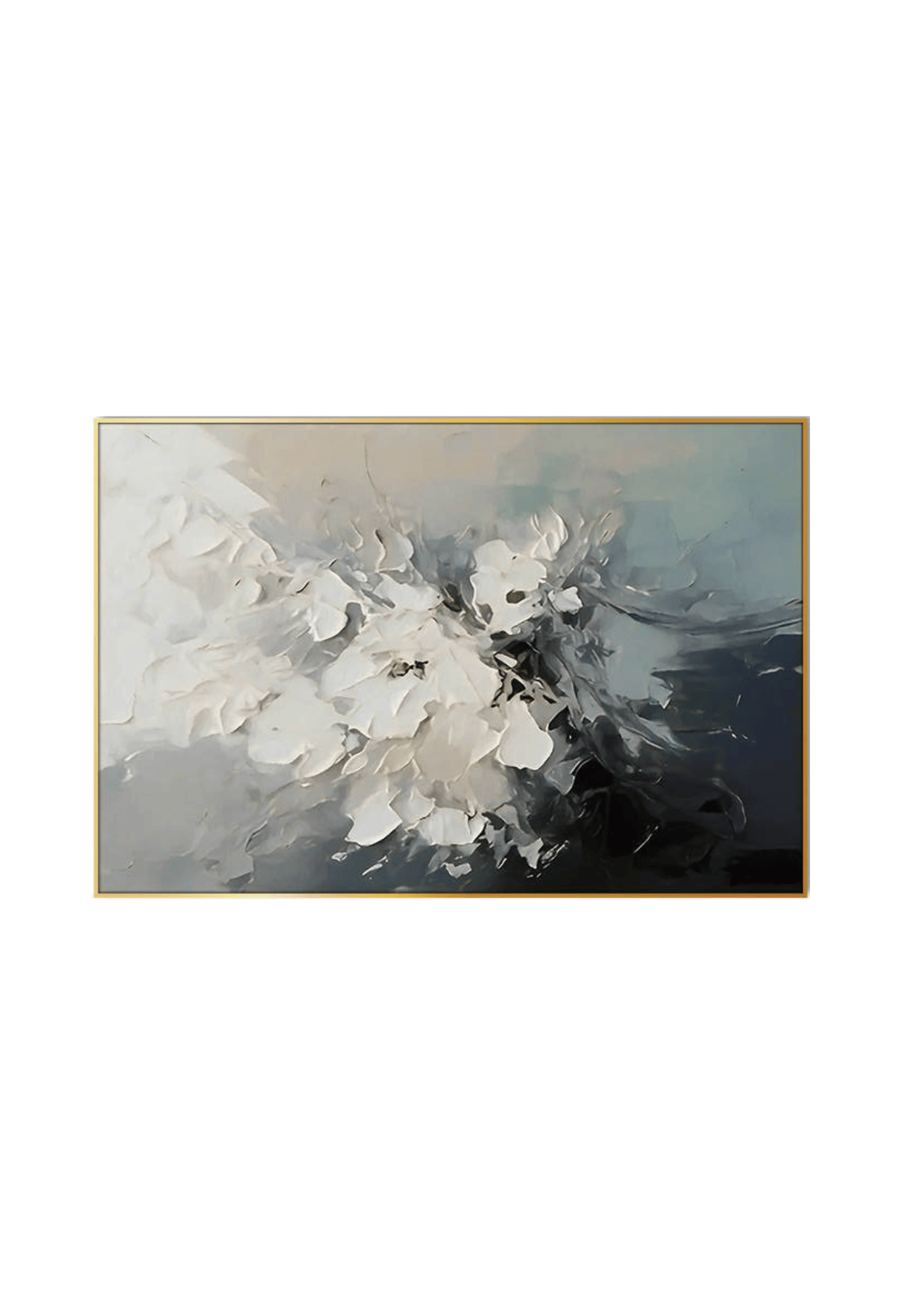 An 80x120 cm blue and white abstract canvas print wall art panel depicting a minimalist blooming flower motif with sweeping indigo background patches and white petal strokes for modern living room decor.