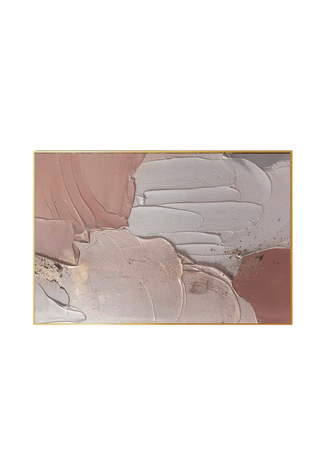 An 80x120 cm terracotta and grey abstract canvas print wall art panel depicting minimalist layered organic blocks, horizontal dusty rose fields, and soft grey curved shapes for modern living room decor.